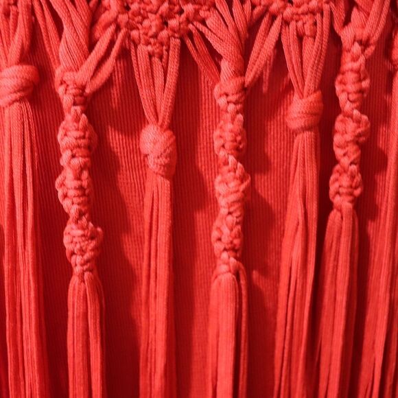 Marina Spadafora Red Fringe Mini Dress Large High Fashion Italy Statement - Picture 7 of 12